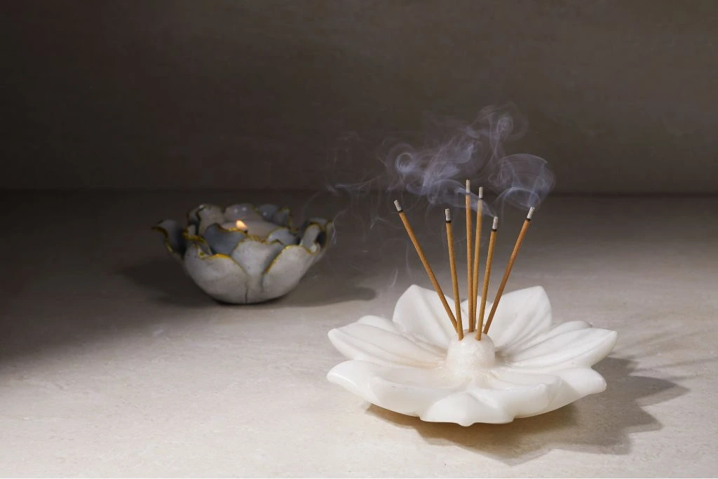 incense stick on a lotus flower holder