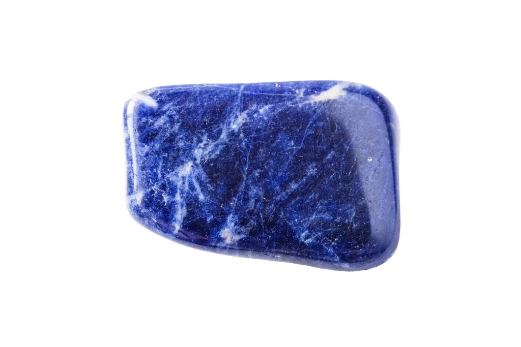 polished sodalite on white background