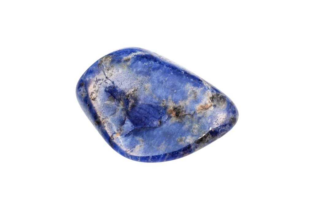 polished sodalite on white background