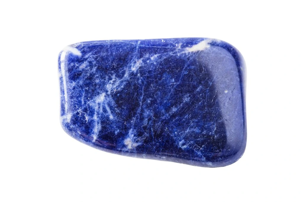 polished sodalite on white background