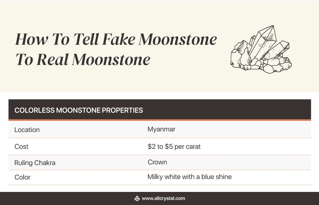 A graphic table for colorless moonstone properties