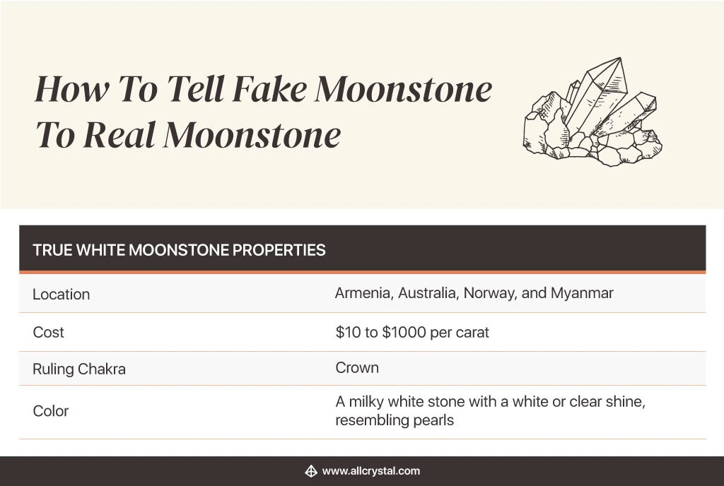 A graphic table for true white moonstone properties
