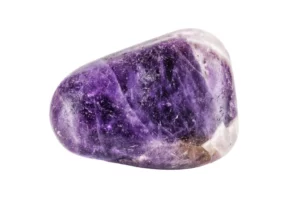 Polished Amethyst Gemstone on a white background