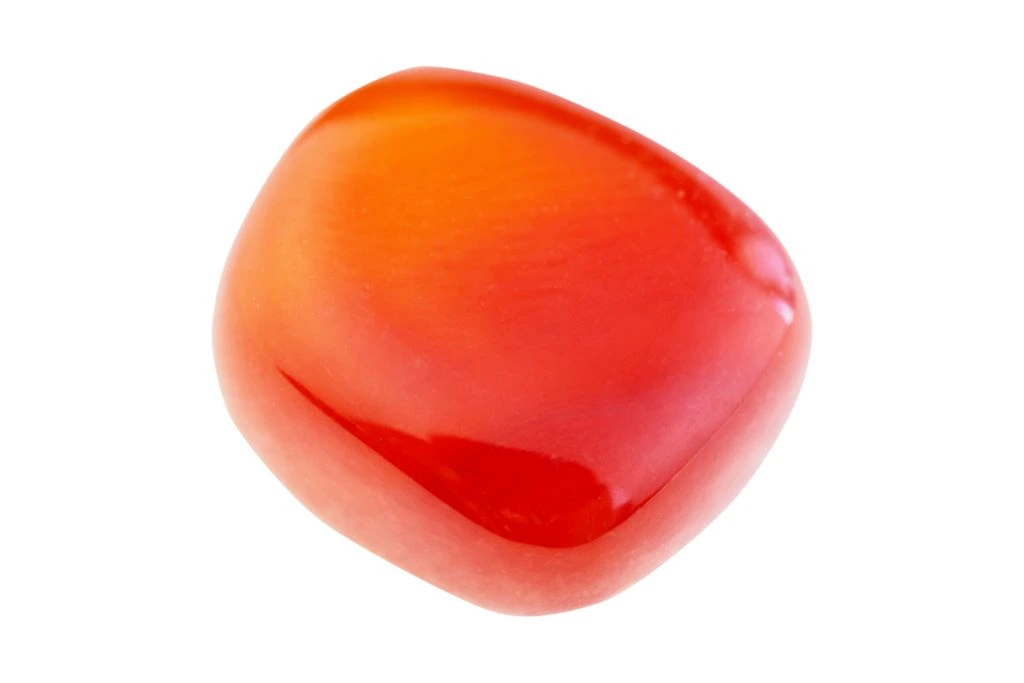 Carnelian Polished Gemstone on a white background