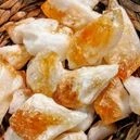 Collection of citrine crystal placed on a table