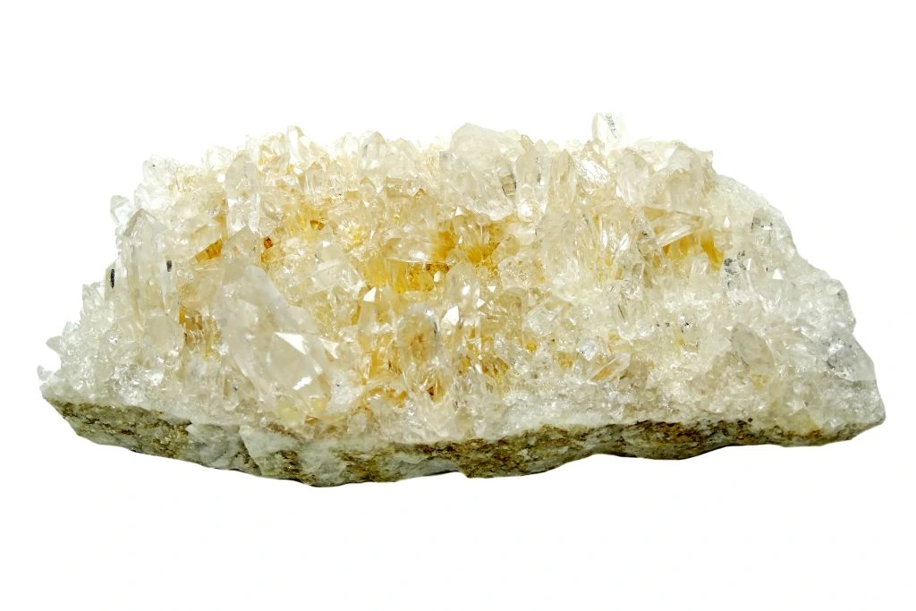 clear quartz geode on a white background