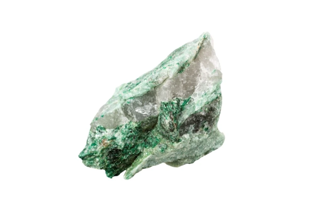 Fuchsite on white background