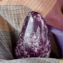 a polished Lepidolite on a cloth