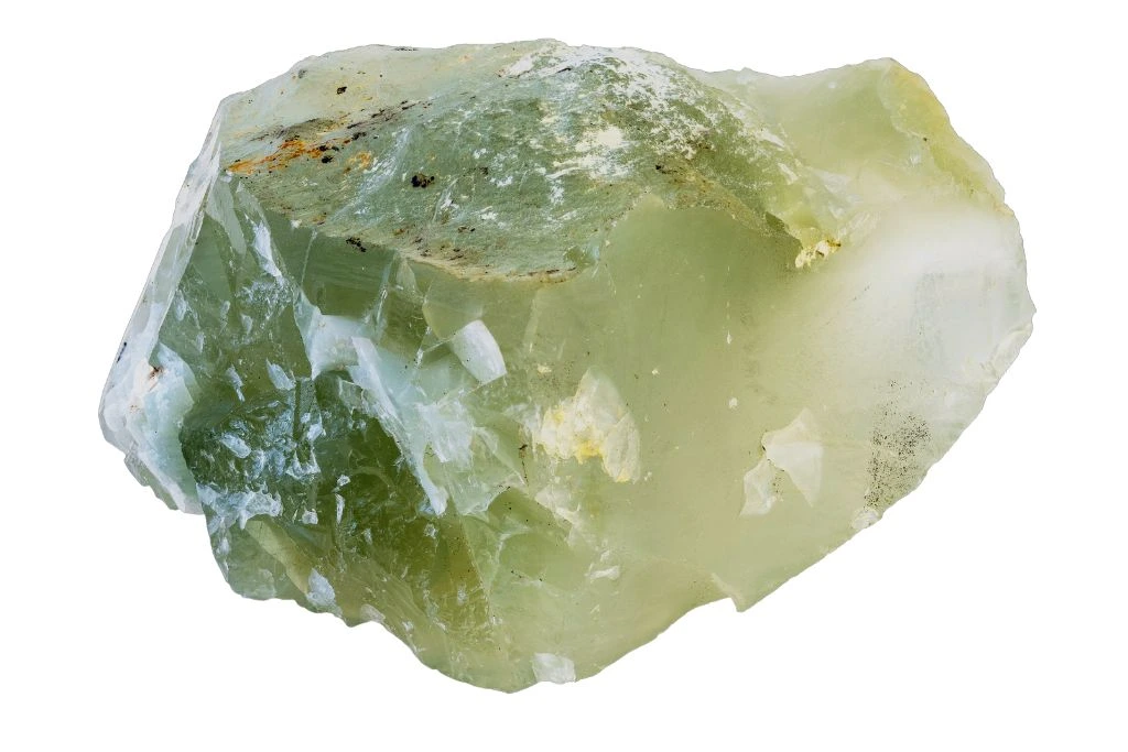 Prasiolite stone on a white background