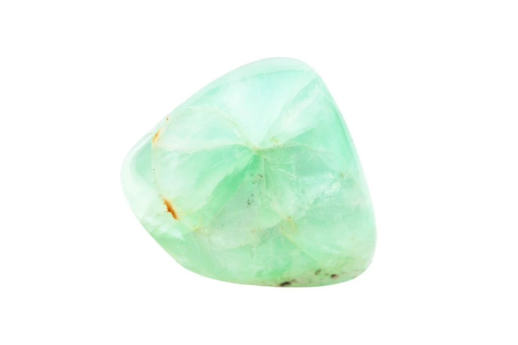 Prehnite crystal on white background