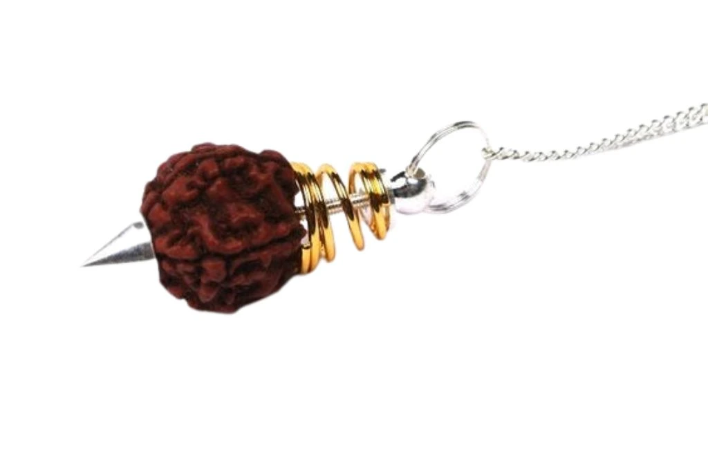 Rudraksha Pendulum on a white background