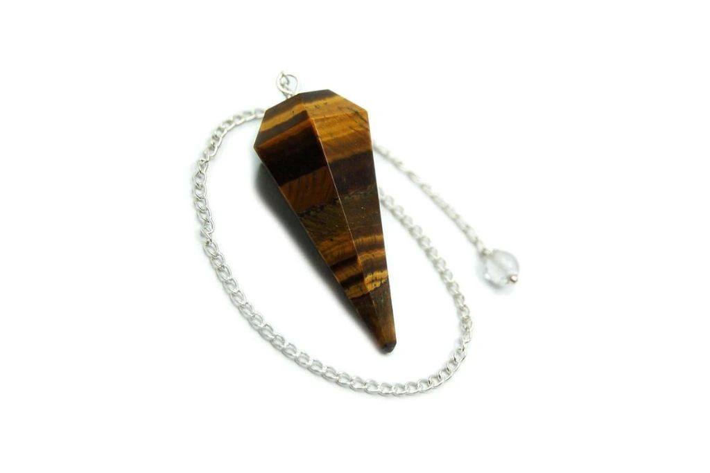 Tiger's Eye Pendulum on a white background