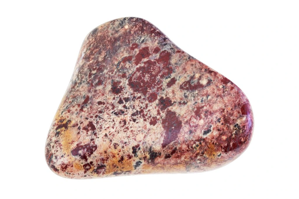 jasper red gemstone on a white background