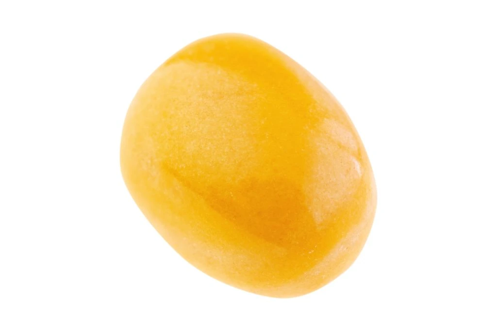 Yellow Jasper Polished Gemstone on a white background