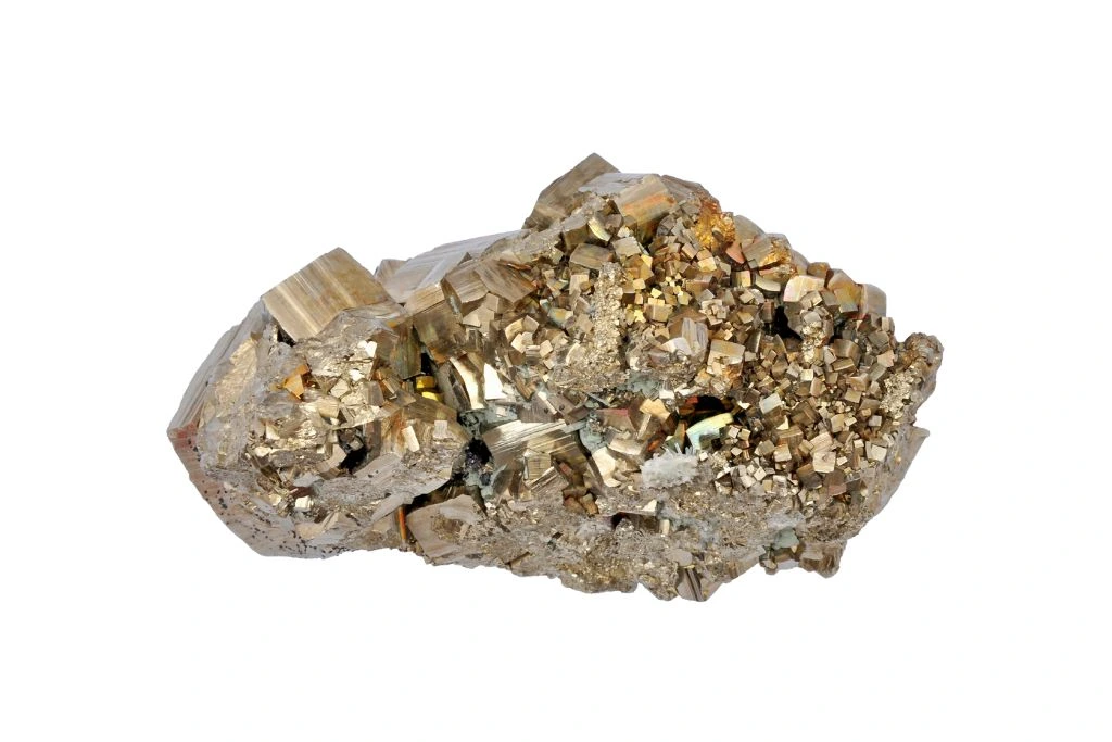 pyrite crystal on a white background