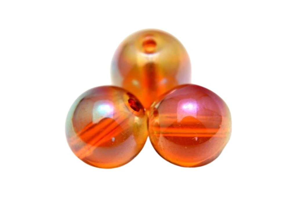 3 Orange aura quartz on a white background