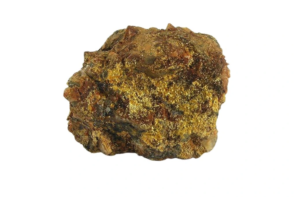a raw Cacoxenite on a white background
