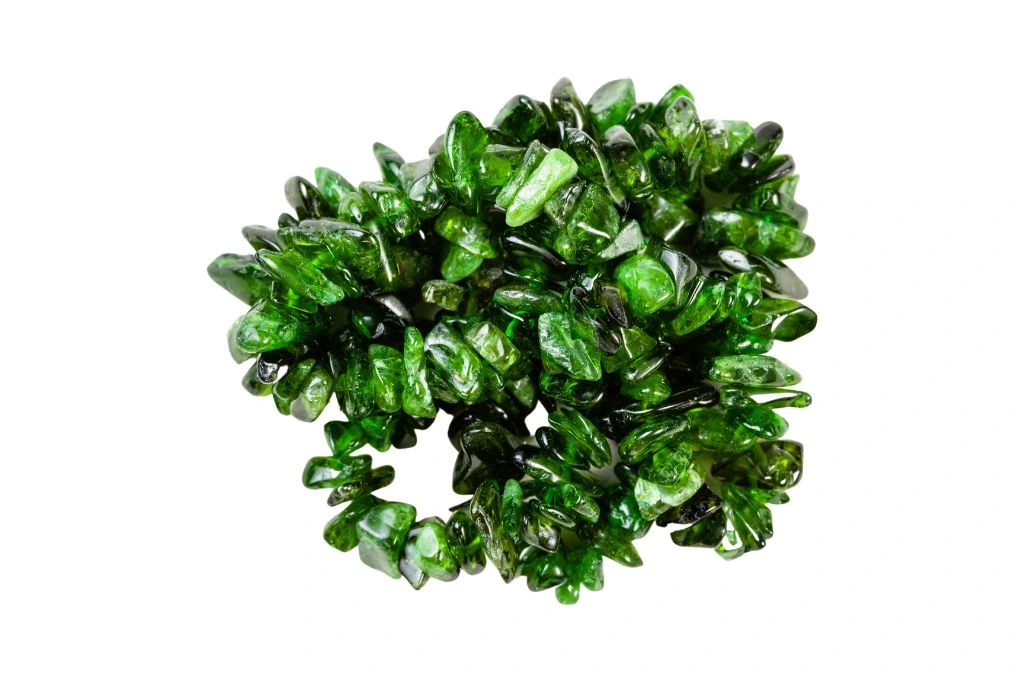 Chrome Diopside on a white background