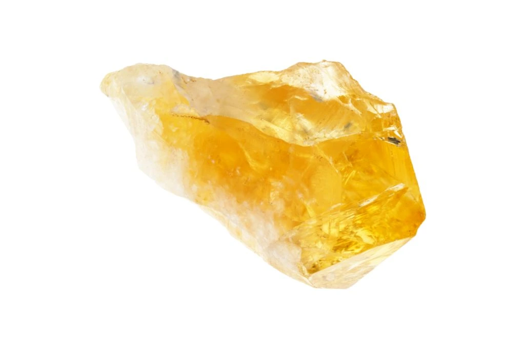 Citrine crystal on white background