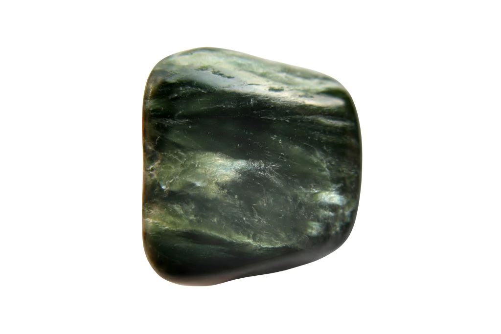 Green Seraphinite on white background