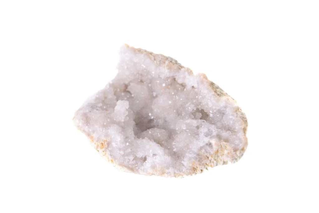 Halite crystal on a white background