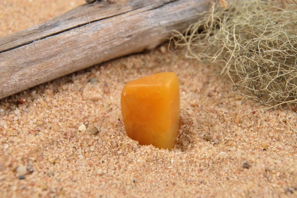 Orange calcite on the sand