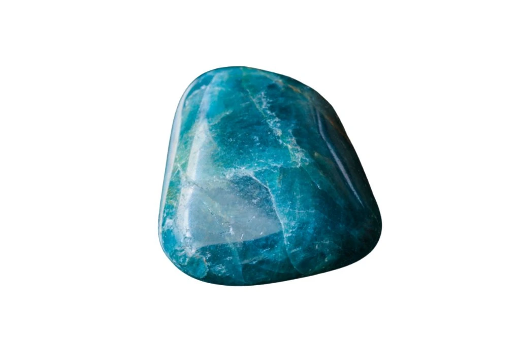 Polished Apatite Crystal on a white background