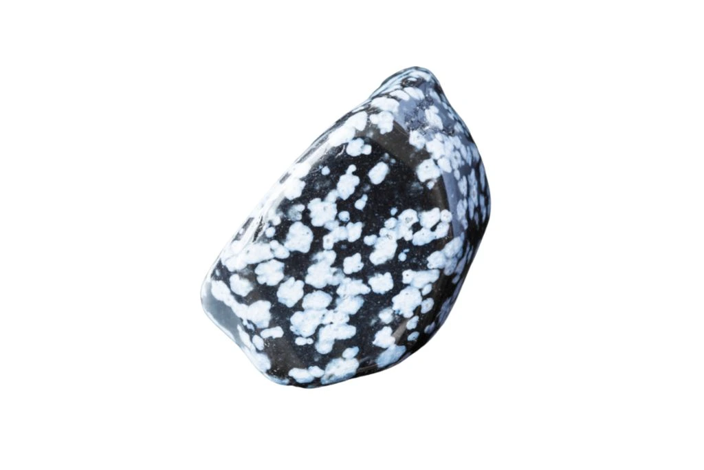 Polished Snowflake Obsidian on a white background