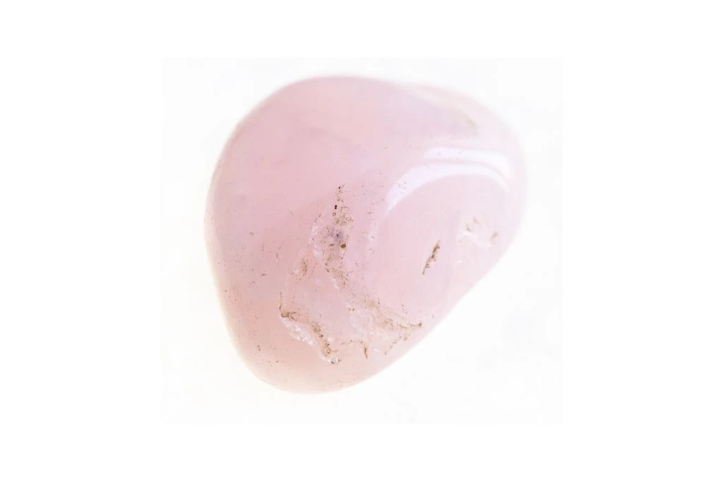 Polished Rose quartz on a white background