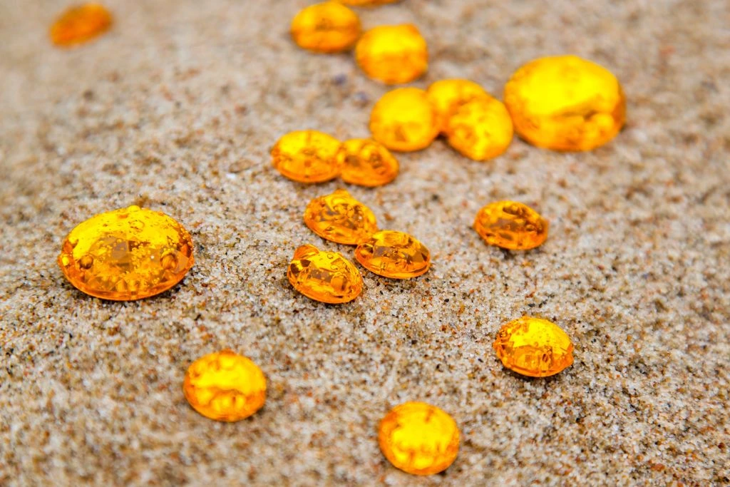 Topaz Crystals on the sand
