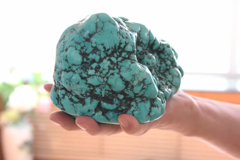 A person holding a Turquoise crystal
