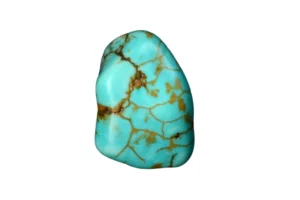 A polished Turquoise crystal on a white background