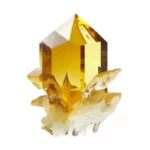 Yellow crystal on a white background