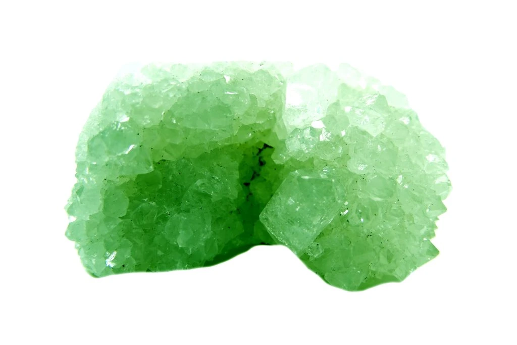 green apophylite on white background