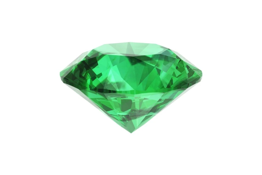 green diamond gem on white background