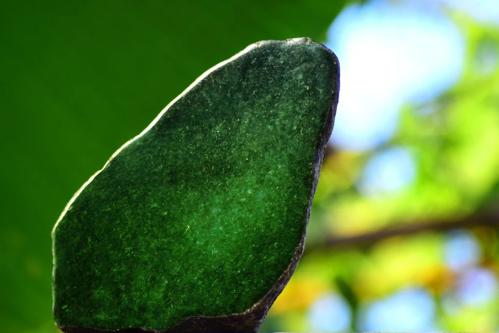 jade crystal in forest