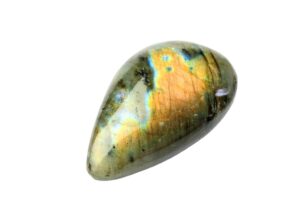 labradorite crystal on white background