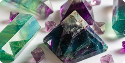 set of healing crystal pyramids