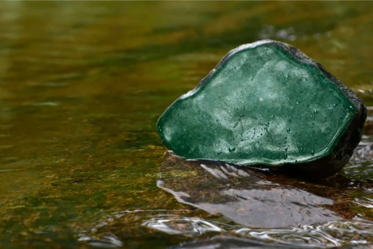 natural green jade in water
