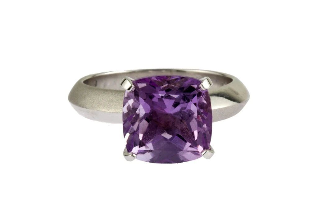 vintage amethyst ring on white background