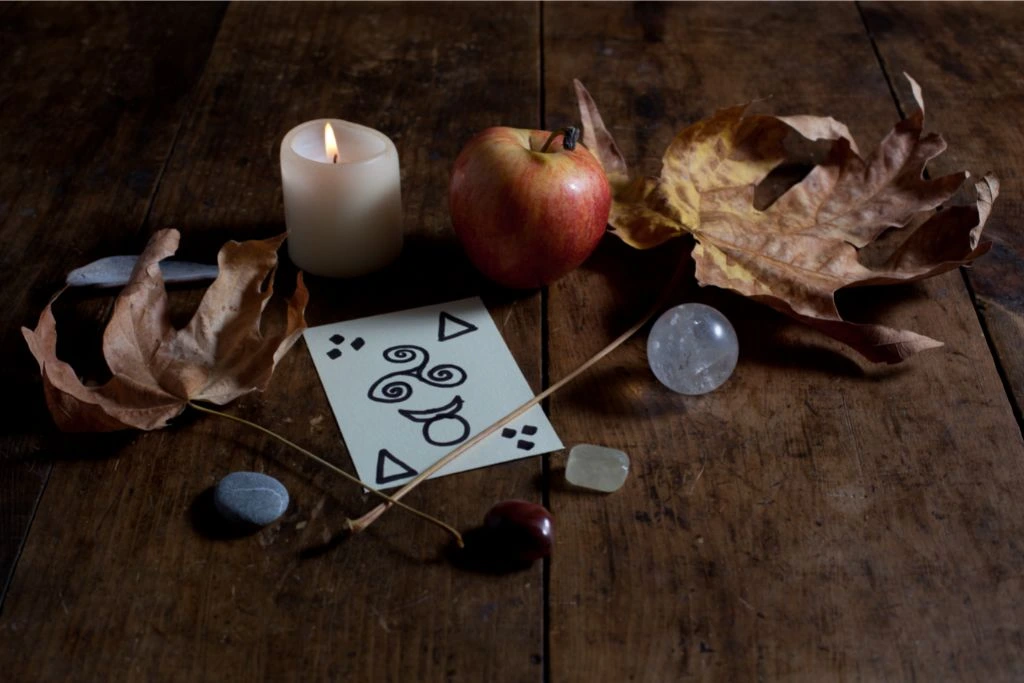 Various tools used for rituals on the table