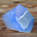 blue calcite on wooden table