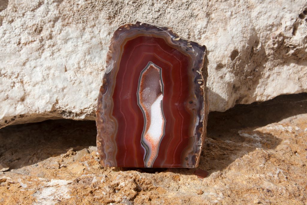 Agate Slice with rock background