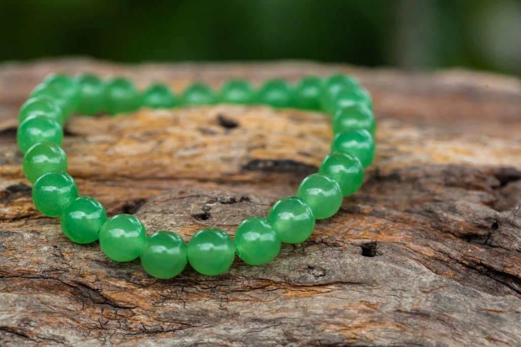 Aventurine bracelet on a wood