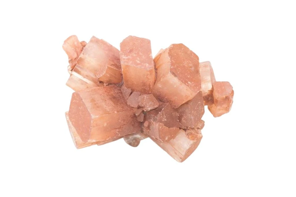 Aragonite orthorhombic system on white background