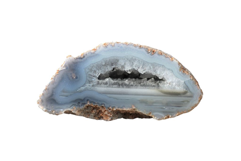 A blue agate on white background