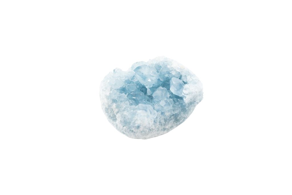 celestite crystal on a white background