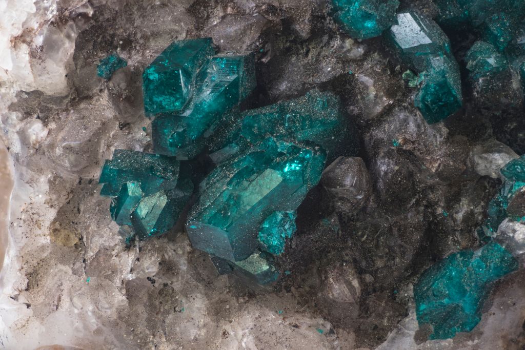 Dioptase crystals with some specimens