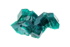 Dioptase crystal on a white background