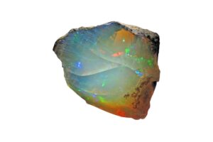 Ethiopian Opal on a white background. Image Source: wikimedia.org | James St. John